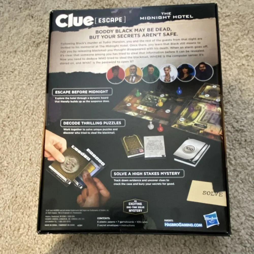 Hasbro Gaming Clue Escape: The Midnight Hotel Board Game One-Time Solve Mystery